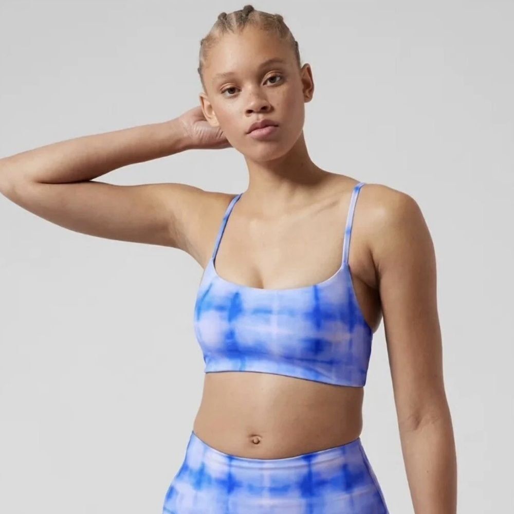 Athleta Blue Tie Dye Scoop Neck Bikini Top